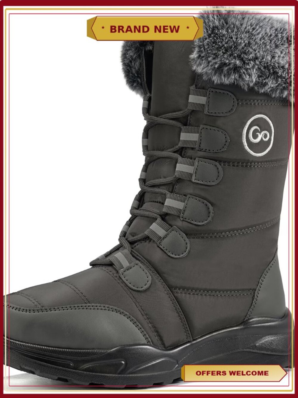 Mid Calf Faux Fur Lining Waterproof Winter Snow Boots Non-Slip